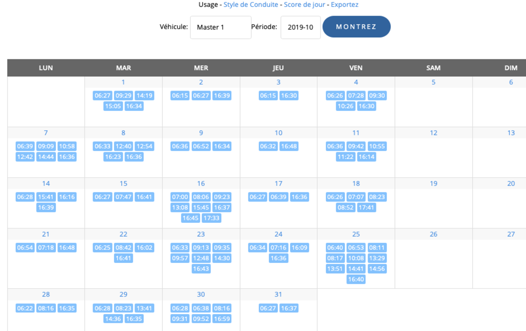 Calendrier pratique